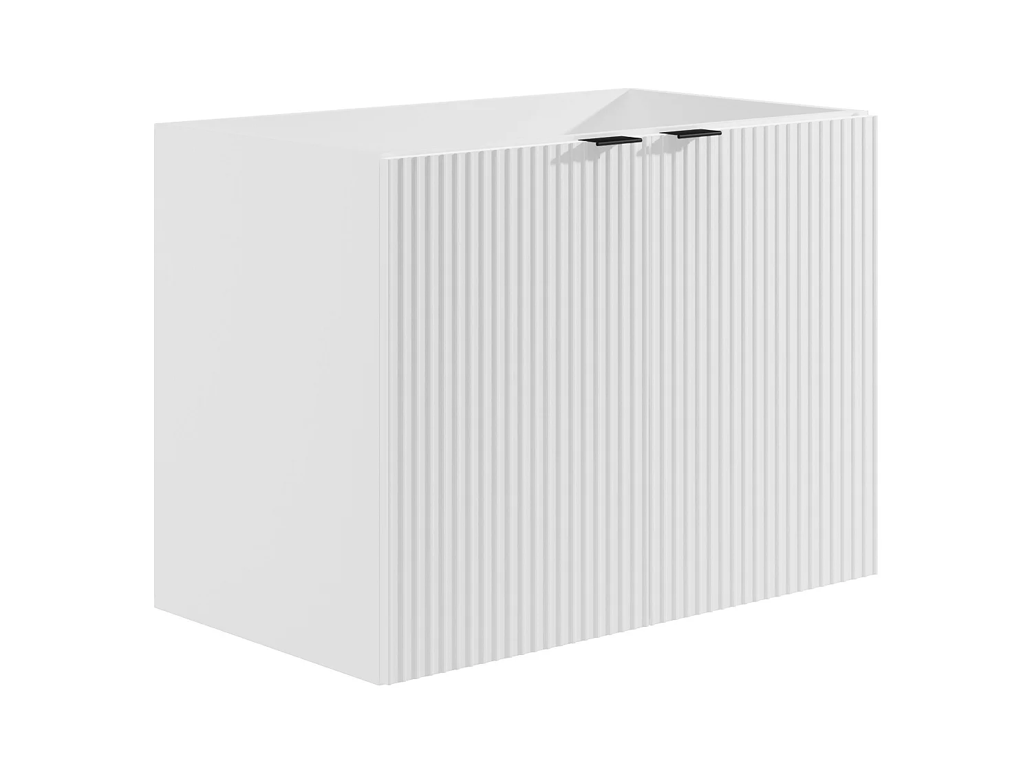 Waschbeckenunterschrank hängend mit Einbauwaschbecken - Streifenoptik - Weiß - 80 cm - PARMIZA