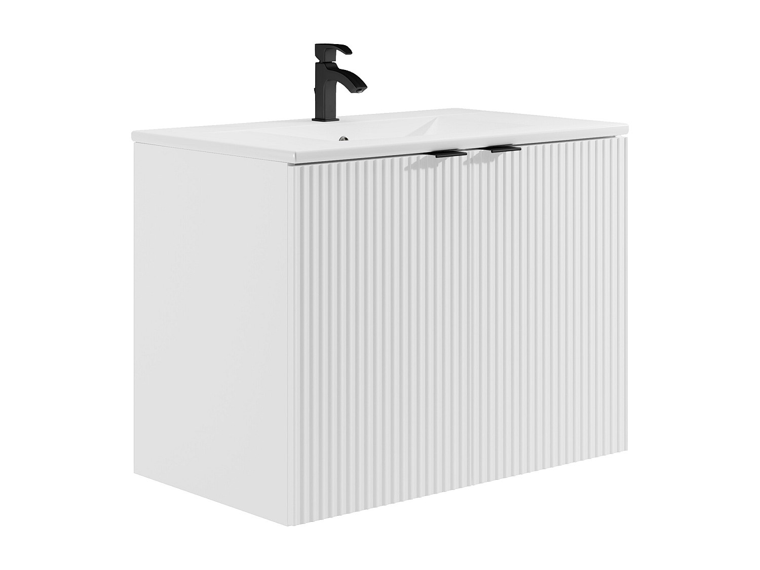 Waschbeckenunterschrank hängend mit Einbauwaschbecken - Streifenoptik - Wei günstig online kaufen