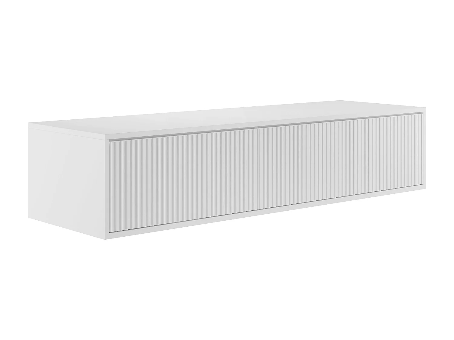 Meuble de salle de bain suspendu strié avec double vasque - Blanc - 150 cm - ARNEGA