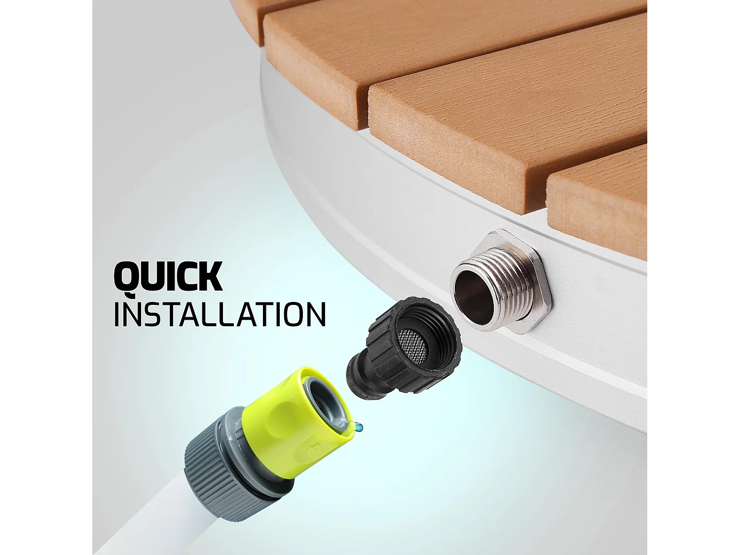 Mitra - Ducha de jardín, ducha de suelo con rueda de pie Ø 70 cm