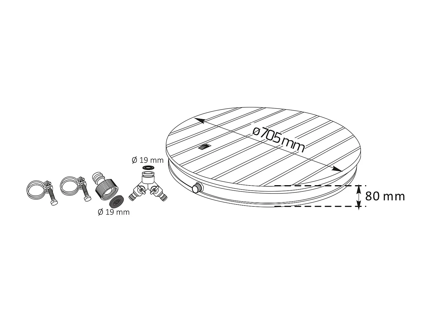 Mitra - Douche de jardin, douche au sol avec pédale Ø 70 cm