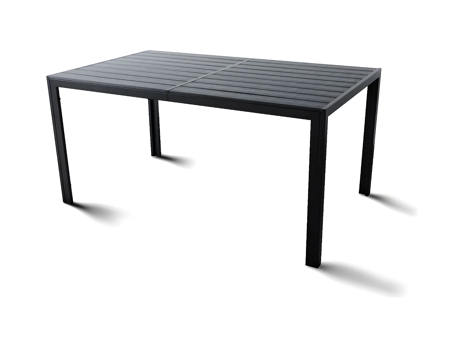 Giano - Table de jardin avec structure en aluminium et plan à effets à lattes horizontales 150x90cm