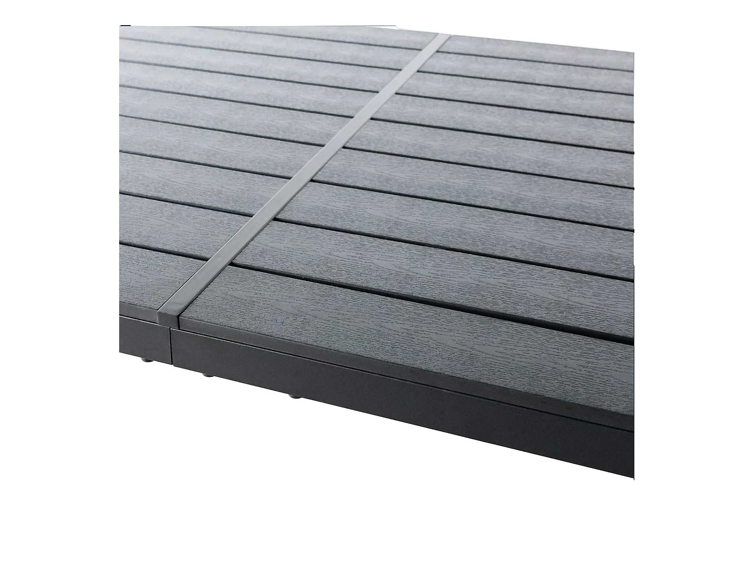 Giano - Mesa de jardín de metal y efecto listones 150x90cm