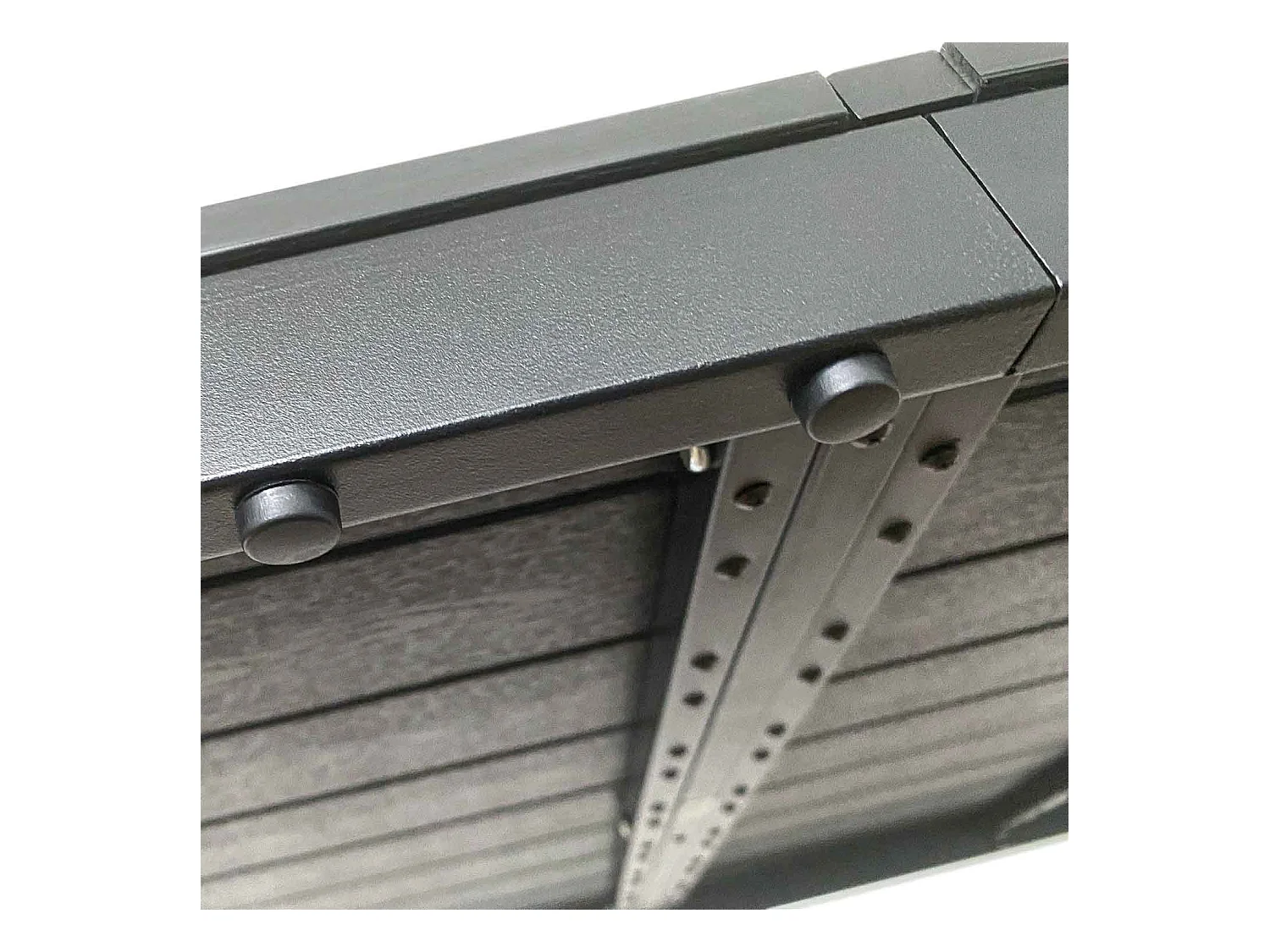 Giano - Mesa de jardín de metal y efecto listones 150x90cm