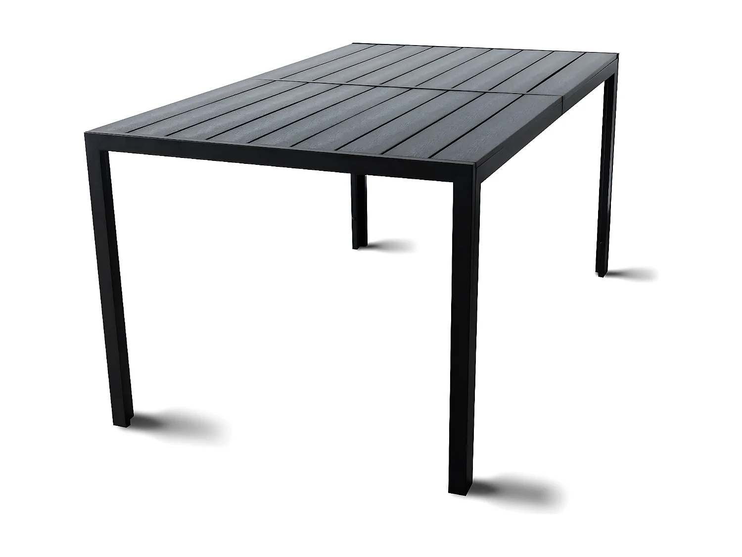 Giano - Table de jardin avec structure en aluminium et plan à effets à lattes horizontales 150x90cm