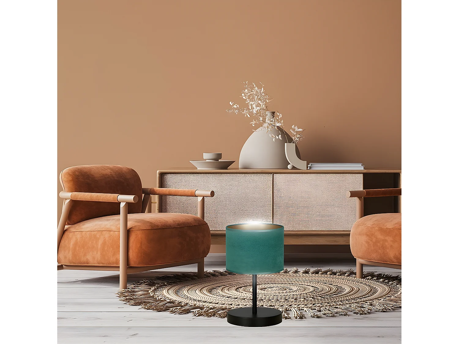 Lámpara de Mesa Hilde, Verde, 20x34x18 cm, EPIKASA