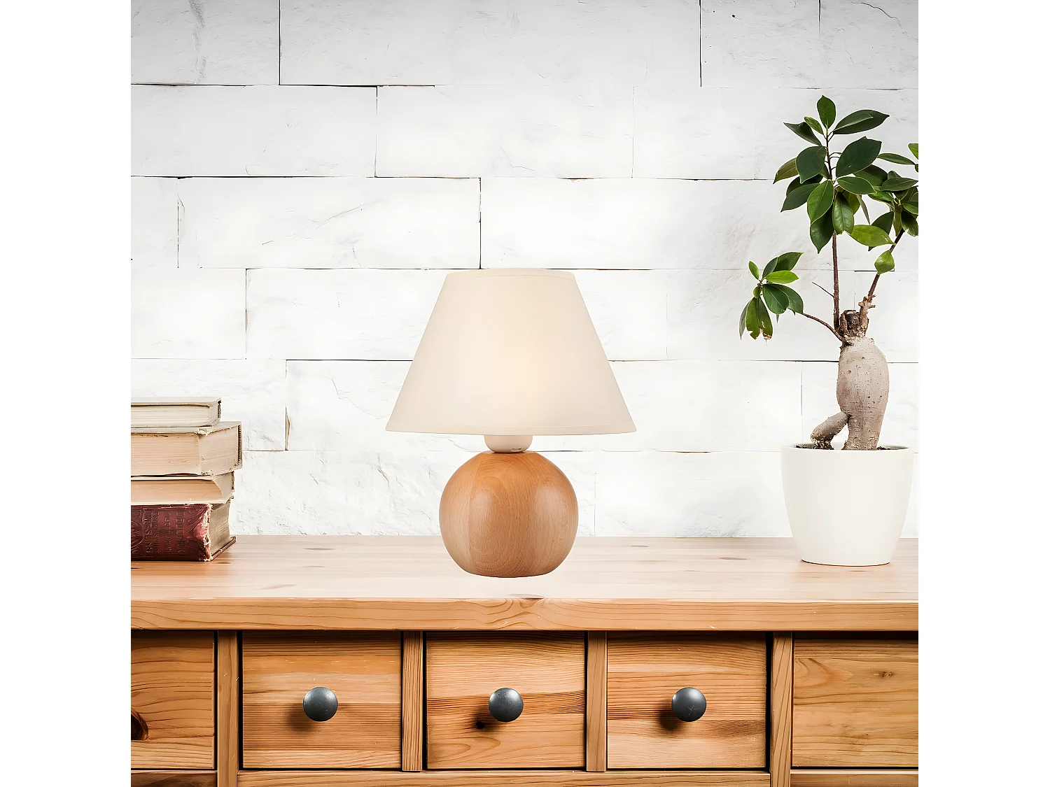 Lampa Stołowa Bali, Brązowy, 24x24x19 cm, Seven Design