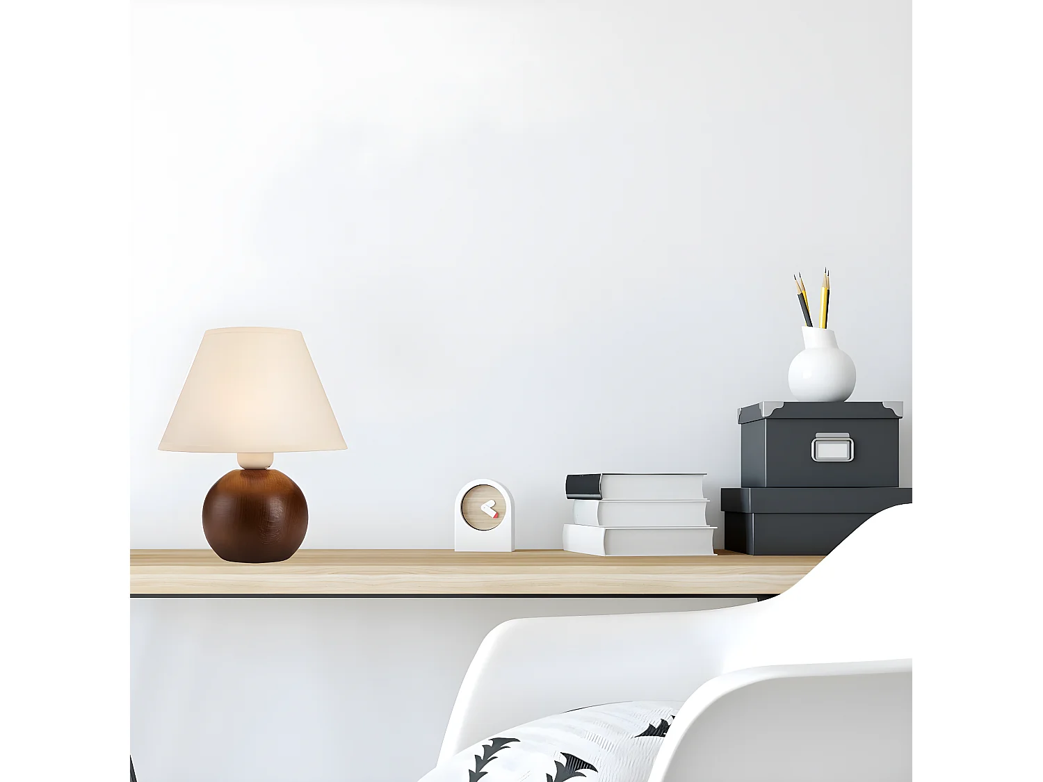 Candeeiro de Mesa Ball 1, Castanho, 24x24x19 cm, Seven Design