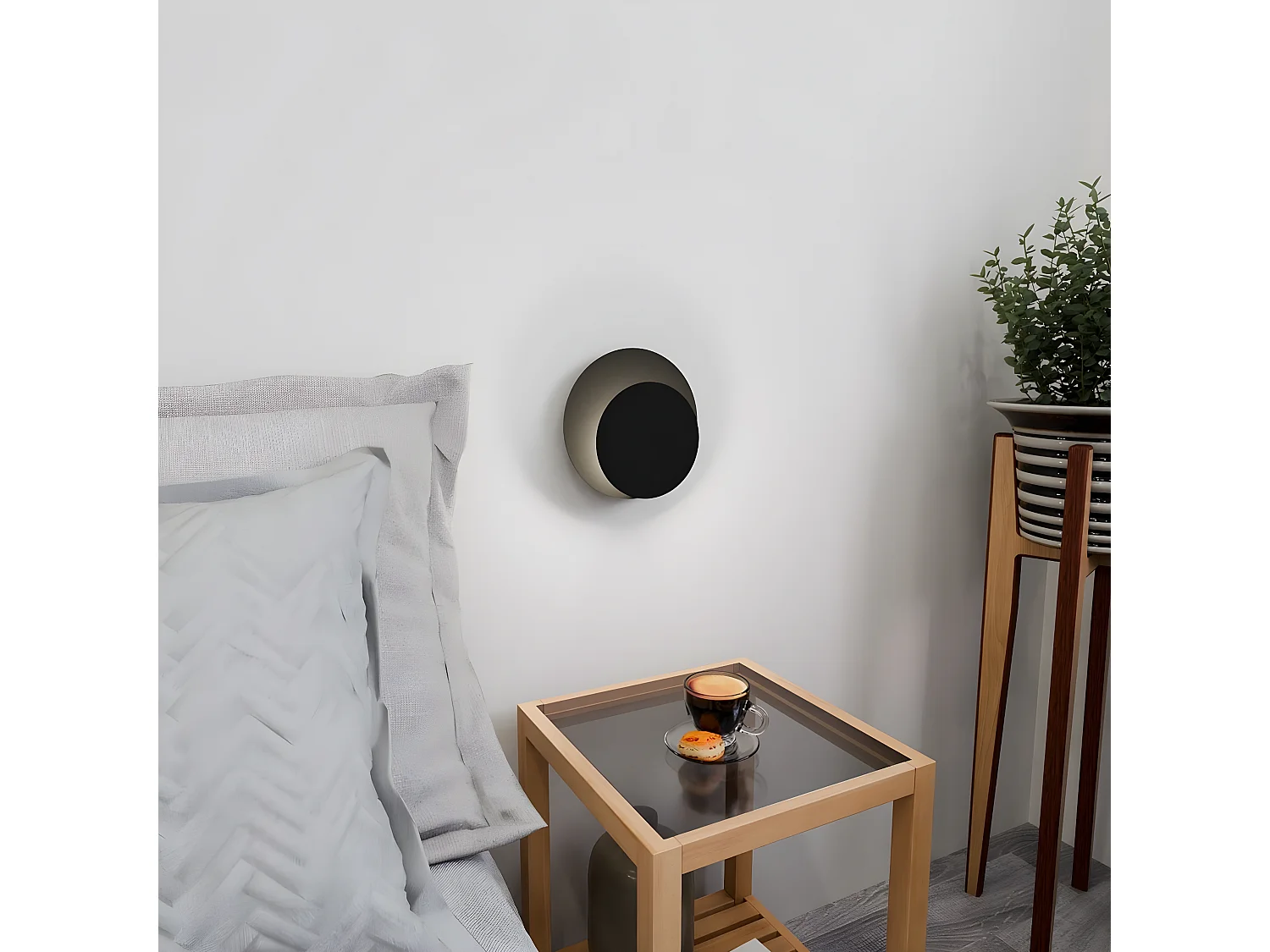 Lampa ścienna Circle, Czarny, 22x20x13 cm, EPIKASA