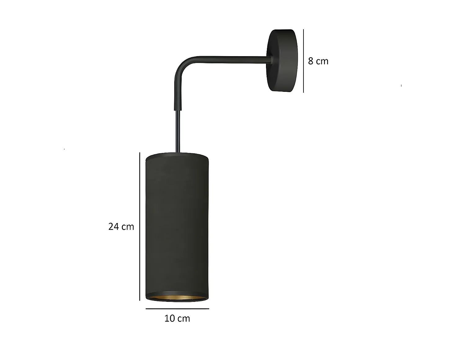 Applique Bente, Noir, 10x40x18 cm, EPIKASA