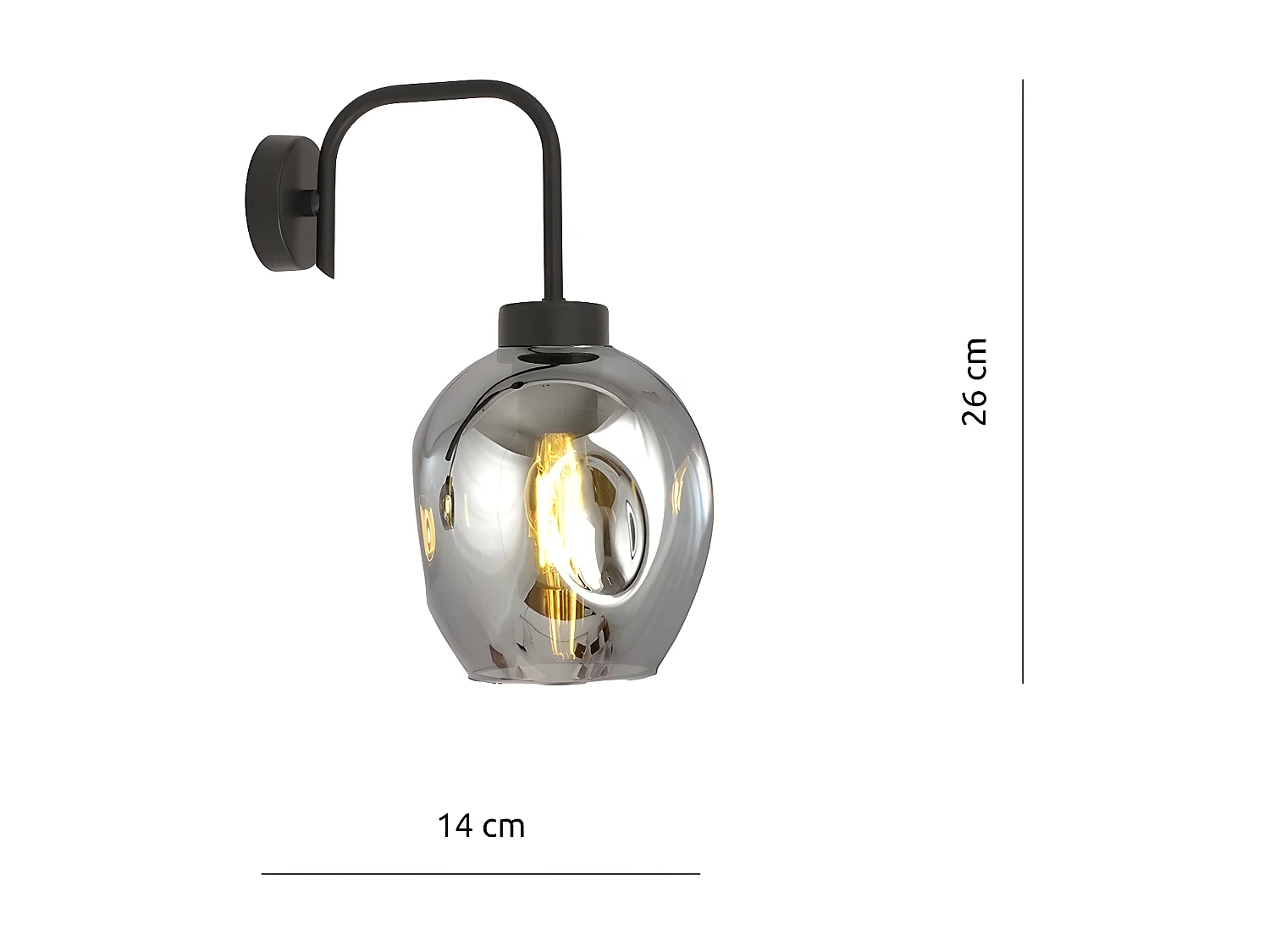 Applique Lukka 1, Noir, 14x26x14 cm, Seven Design