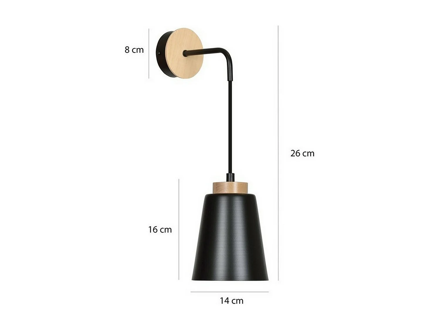 Applique Bolero, Noir, 14x25x16 cm, Seven Design