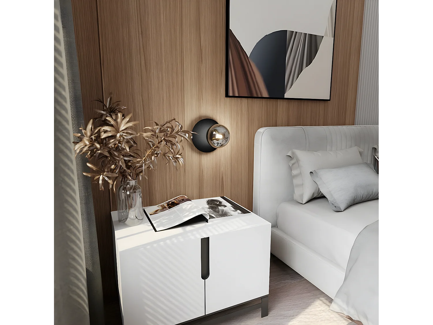 Candeeiro de Parede Oslo 4, Preto, 20x20x15 cm, Seven Design