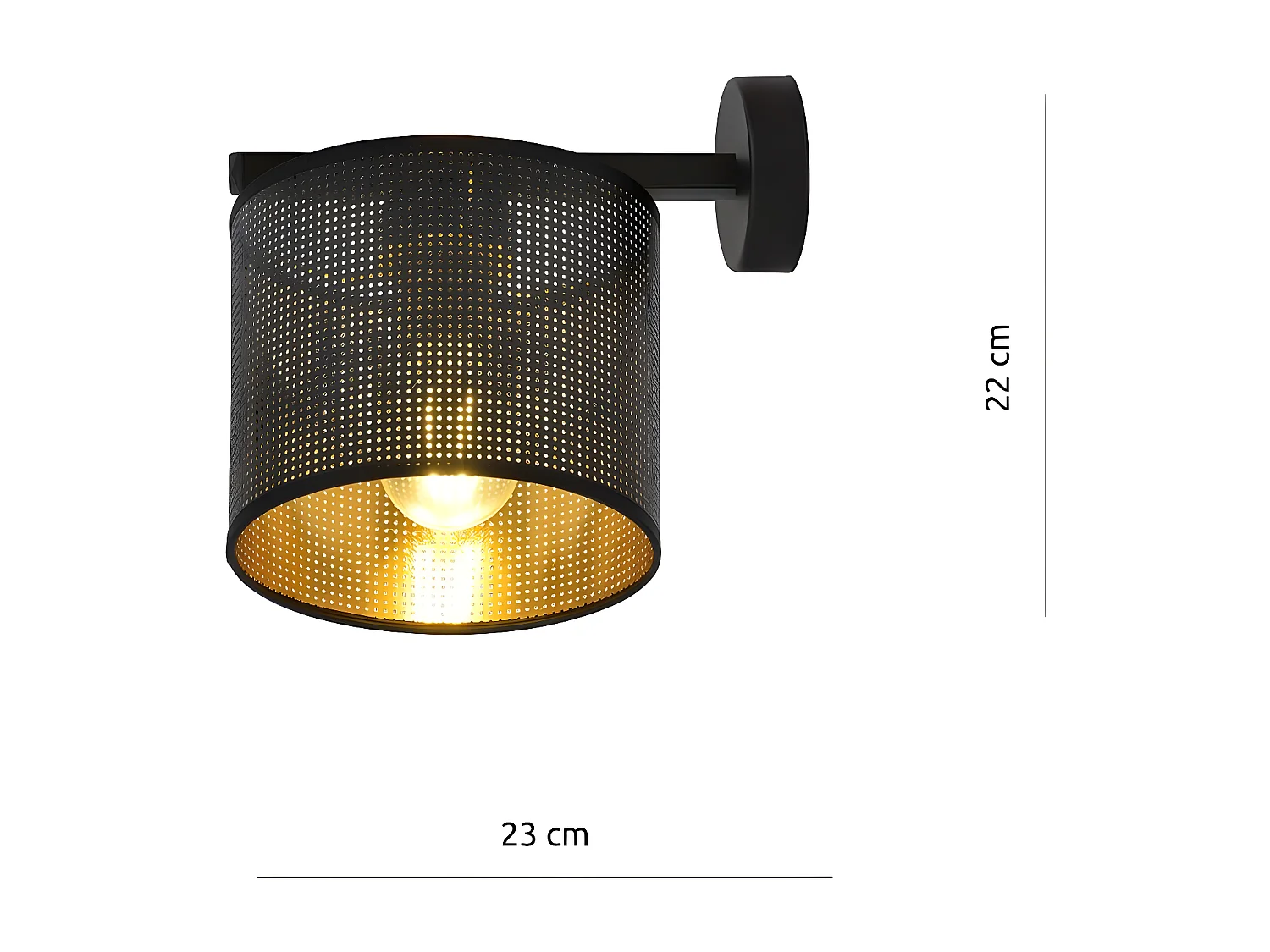 Lámpara de Pared Jordan 8, Negro, 23x22x23 cm, Seven Design