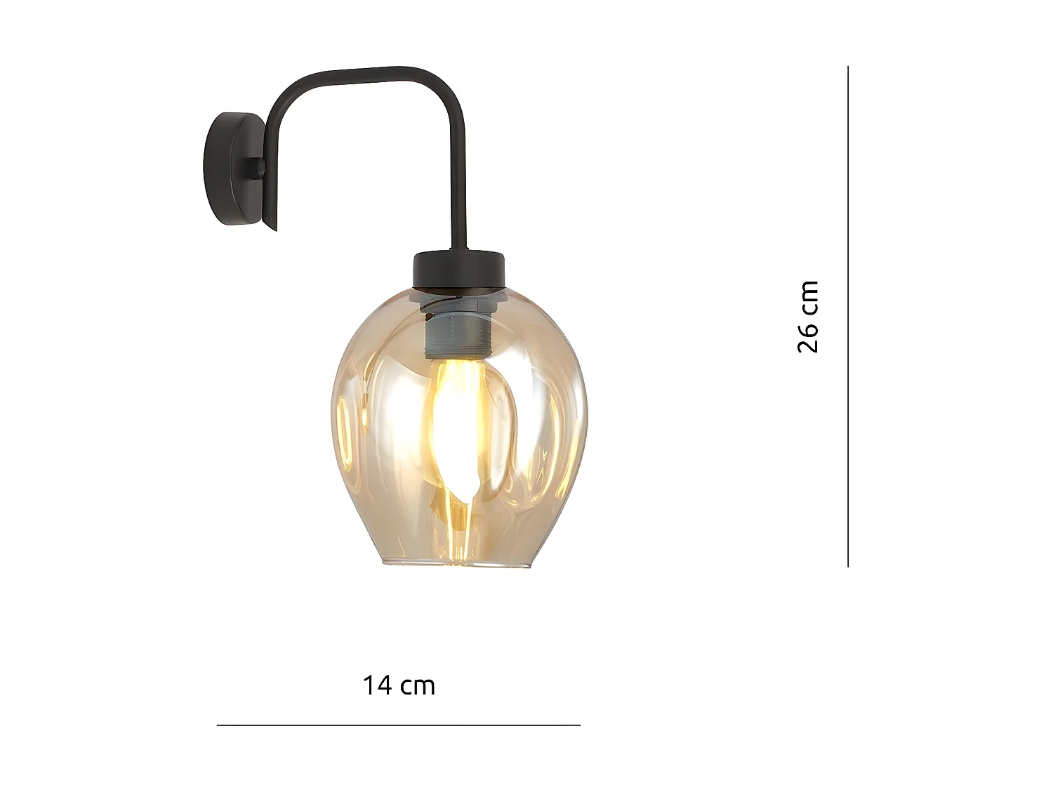 Applique Lukka 3, Noir, 14x26x14 cm, Seven Design