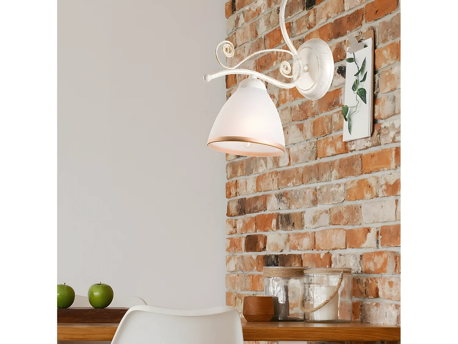 Applique Retrò, Blanc, 25x25x30 cm, Seven Design