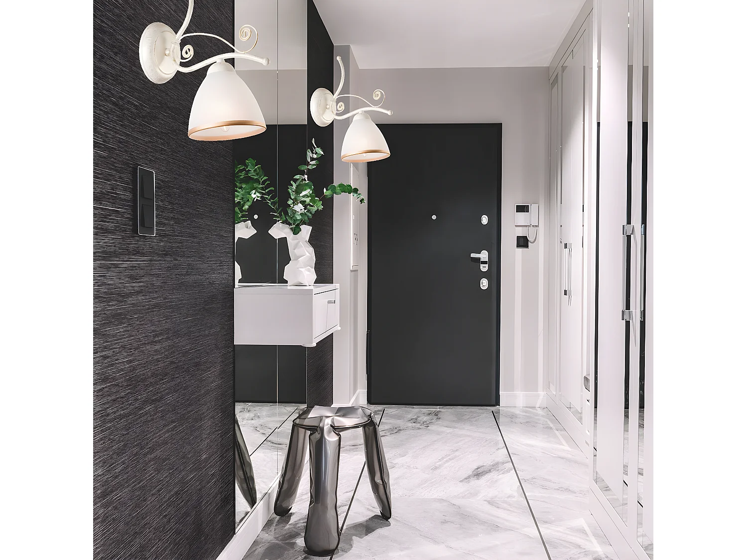 Applique Retrò, Blanc, 25x25x30 cm, Seven Design