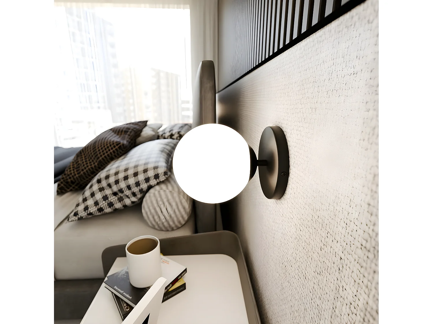 Applique Bior, Noir, 15x15x18 cm, EPIKASA