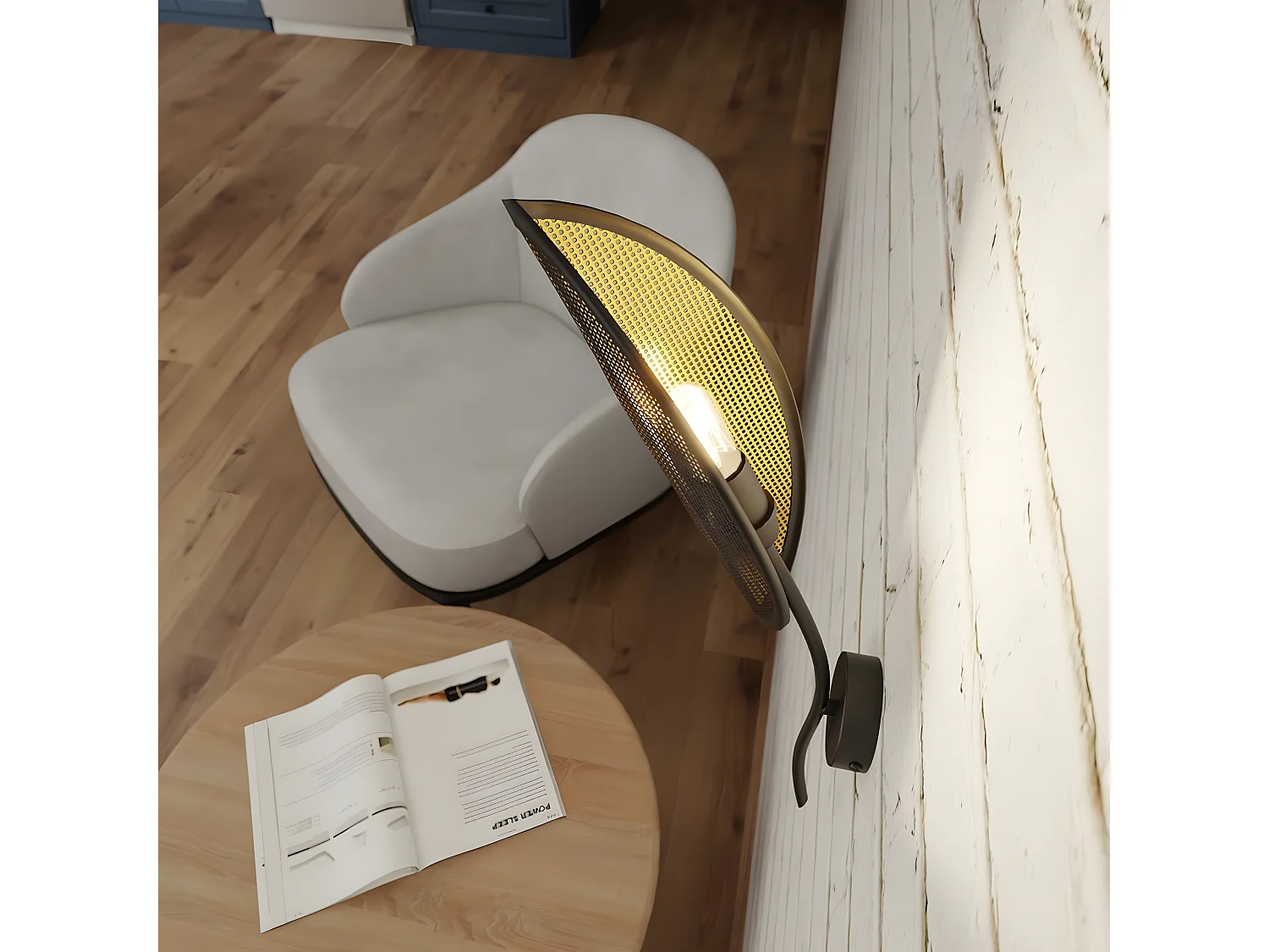 Applique Lotus, Noir, 12x51x12 cm, Seven Design