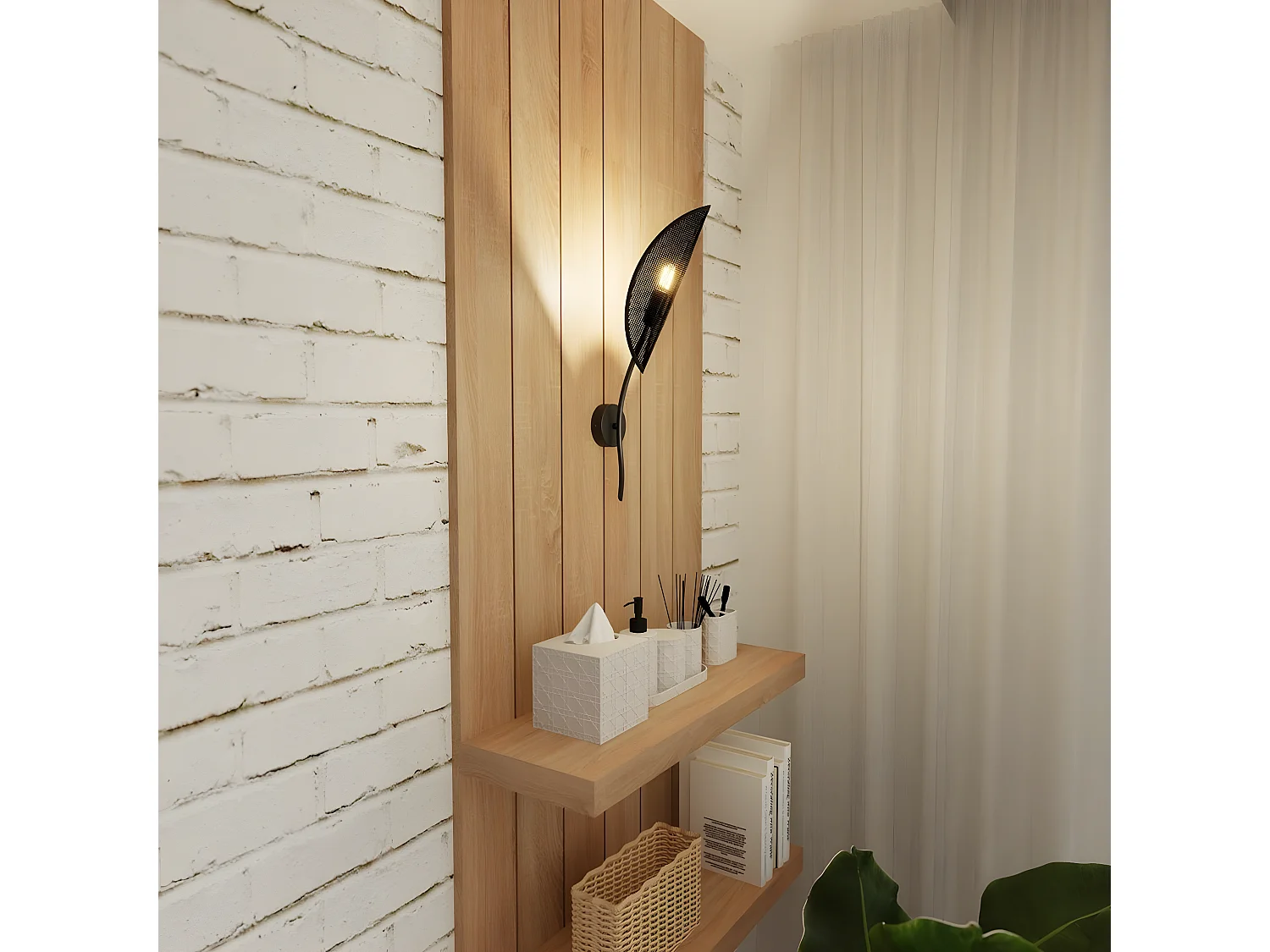 Applique Lotus, Noir, 12x51x12 cm, Seven Design