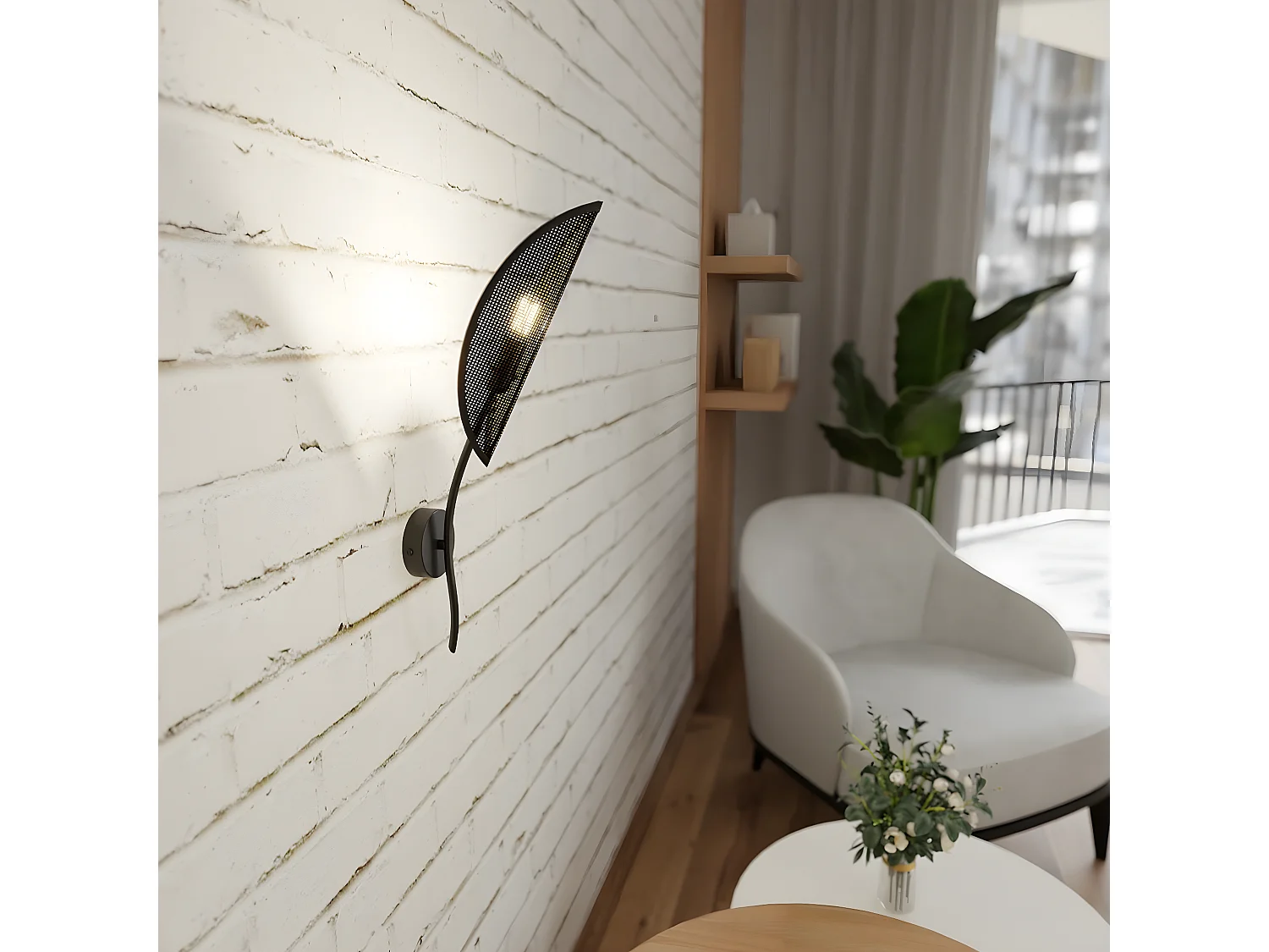 Applique Lotus, Noir, 12x51x12 cm, Seven Design