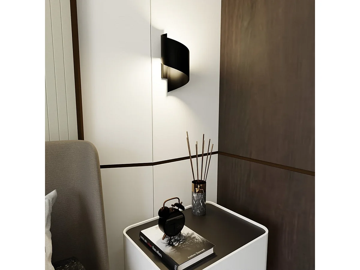 Lampada a Parete Spiner, Nero, 14x30x13 cm, Seven Design