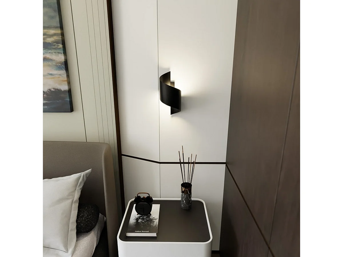 Lampada a Parete Spiner, Nero, 14x30x13 cm, Seven Design