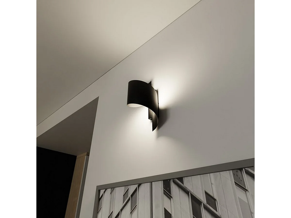Lampada a Parete Spiner, Nero, 14x30x13 cm, Seven Design