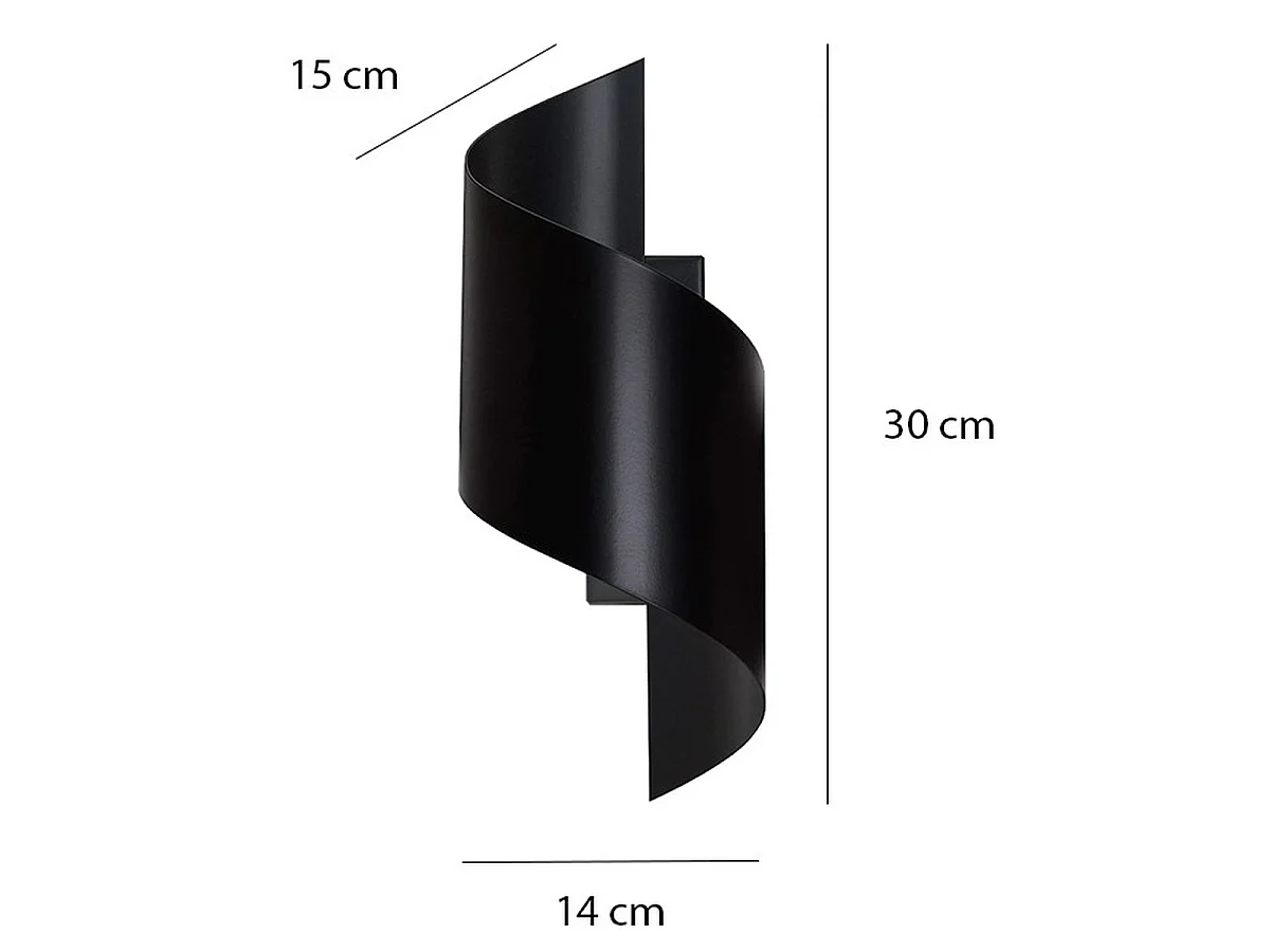 Lampada a Parete Spiner, Nero, 14x30x13 cm, Seven Design
