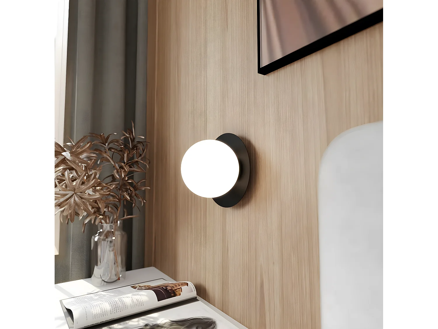 Applique Oslo 5, Noir, 20x20x15 cm, Seven Design