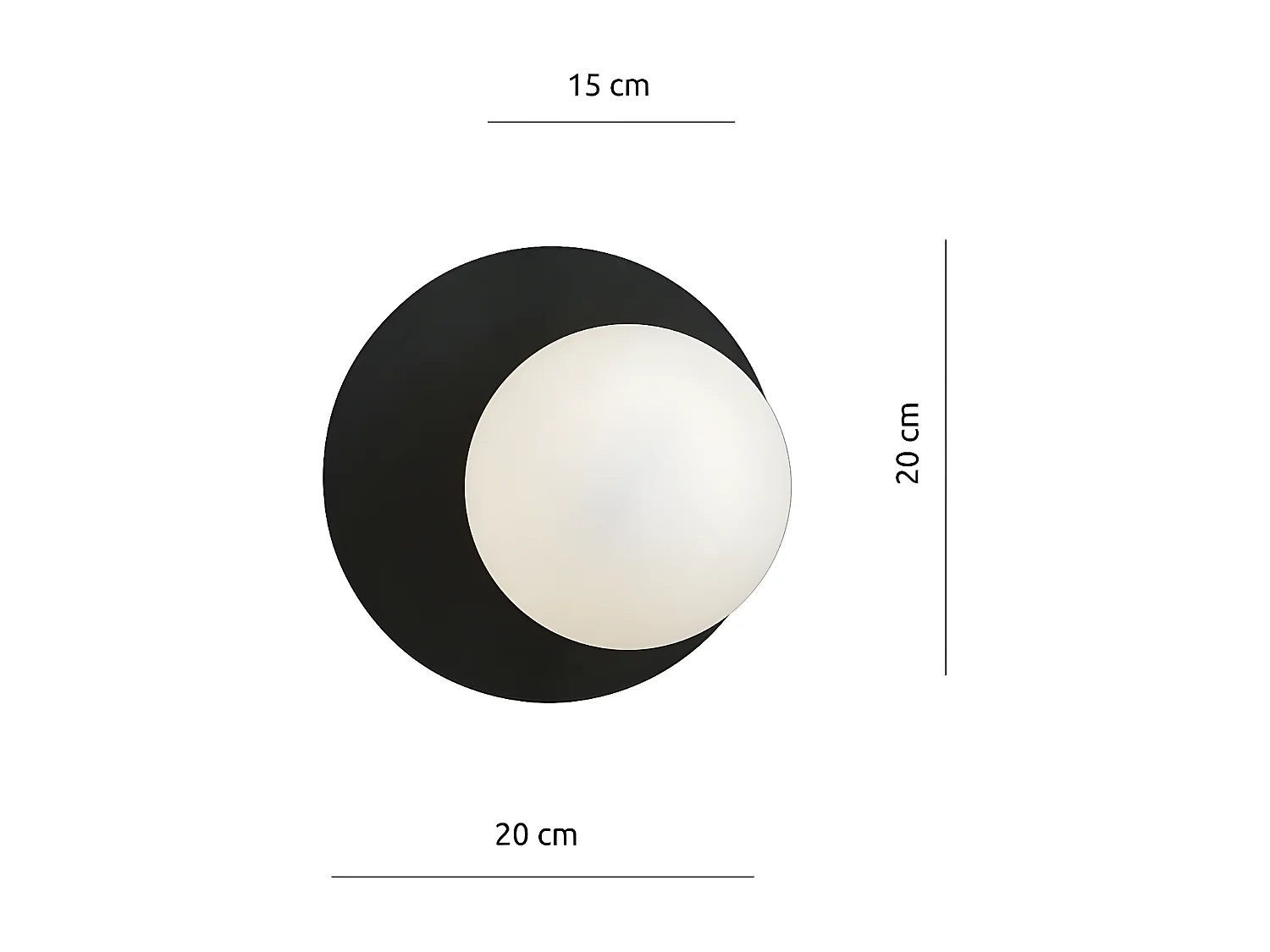 Applique Oslo 5, Noir, 20x20x15 cm, Seven Design