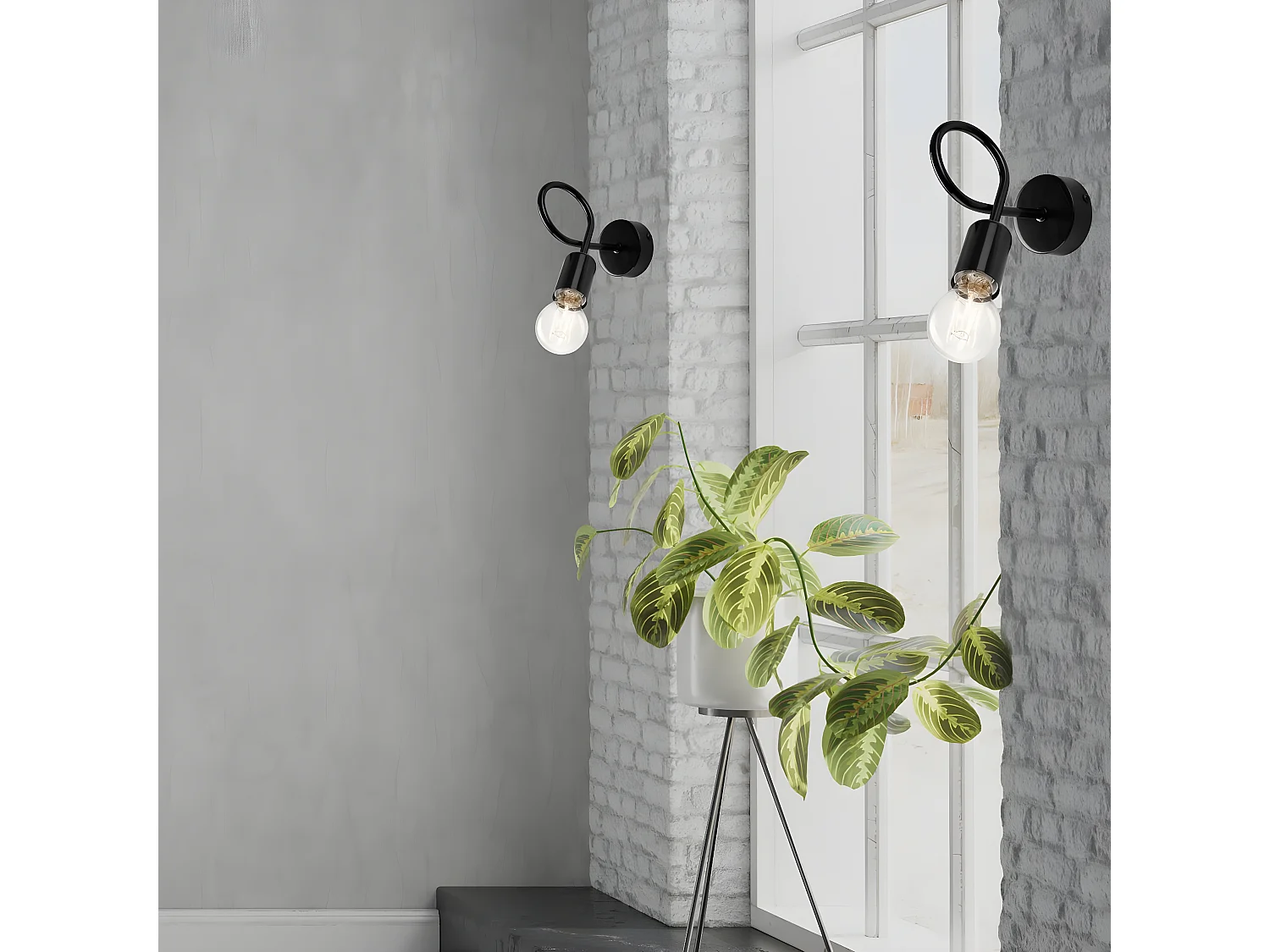 Applique Camilla, Noir, 8x8x18 cm, Seven Design