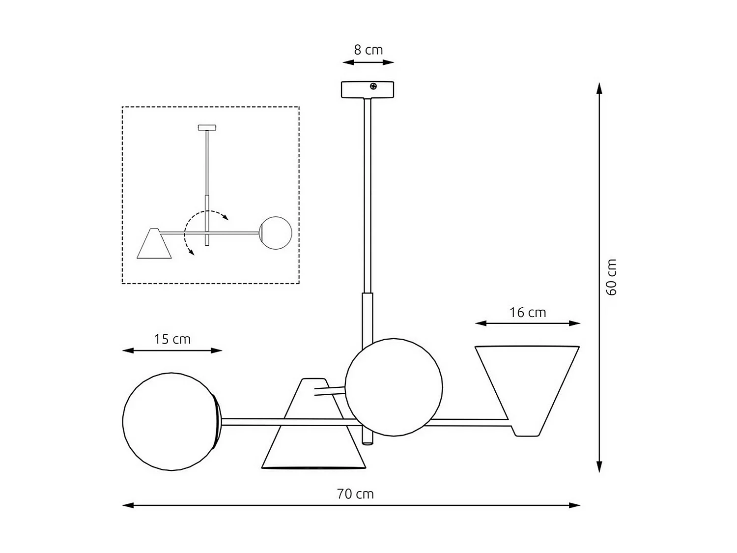 Applique Camilla, Noir, 8x8x18 cm, Seven Design
