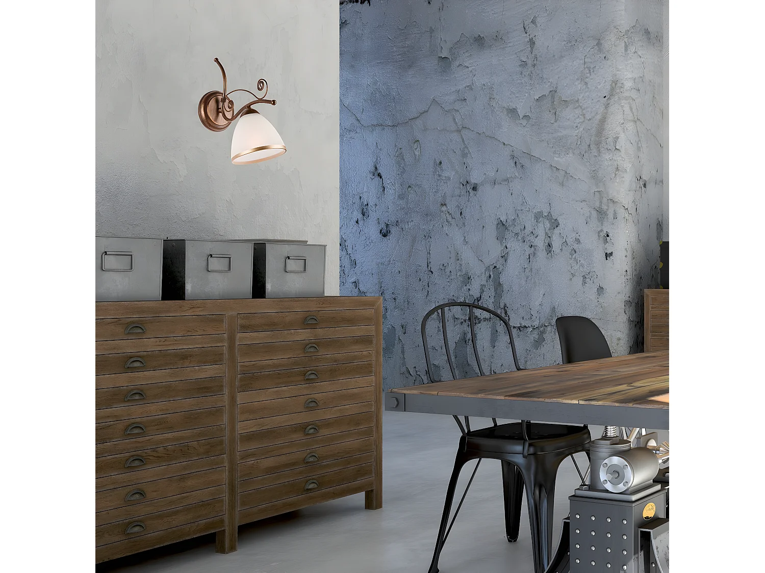 Wandlamp Retrò, Bruin, 25x25x30 cm, Seven Design