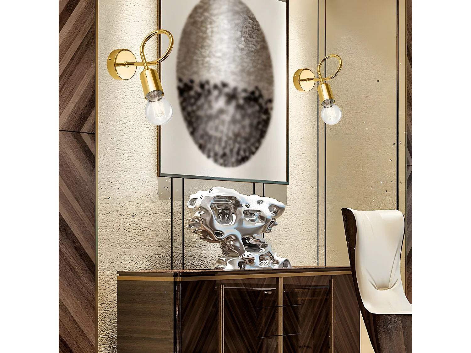 Candeeiro de Parede Camilla, Ouro, 8x8x18 cm, Seven Design