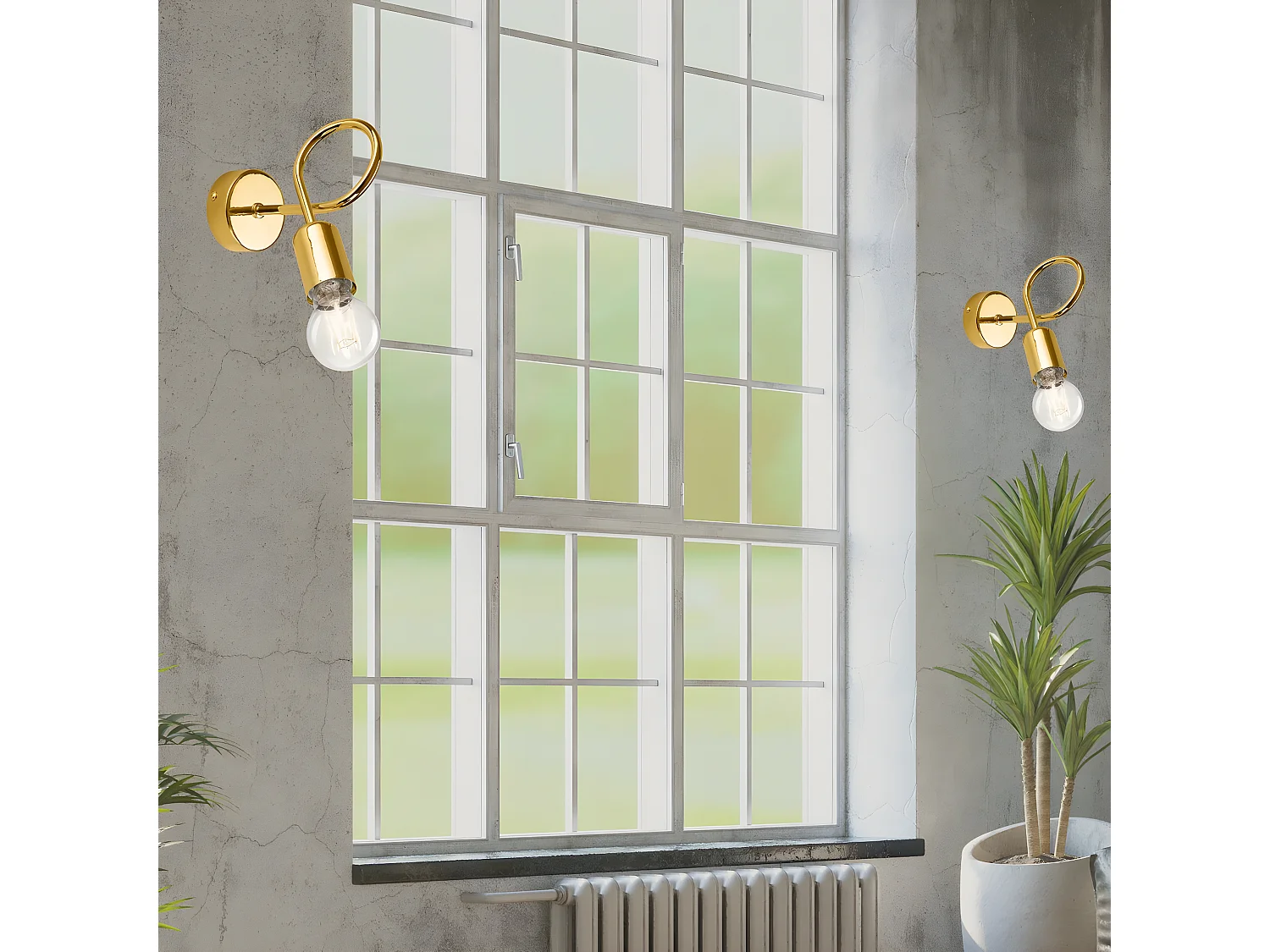 Candeeiro de Parede Camilla, Ouro, 8x8x18 cm, Seven Design