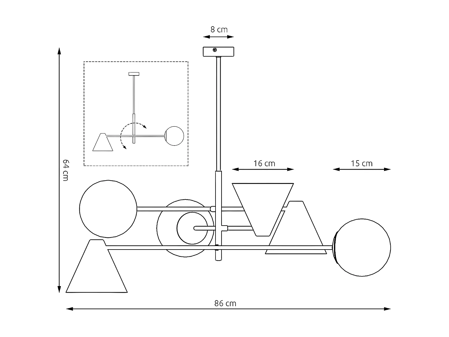 Candeeiro de Parede Camilla, Ouro, 8x8x18 cm, Seven Design