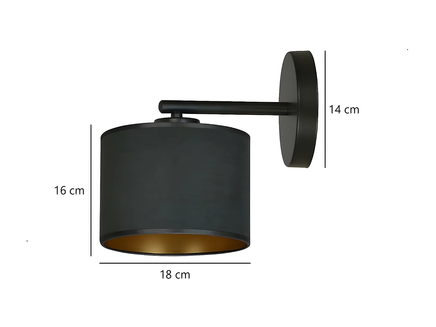 Candeeiro de Parede Hilde, Preto, 27x24x20 cm, Seven Design