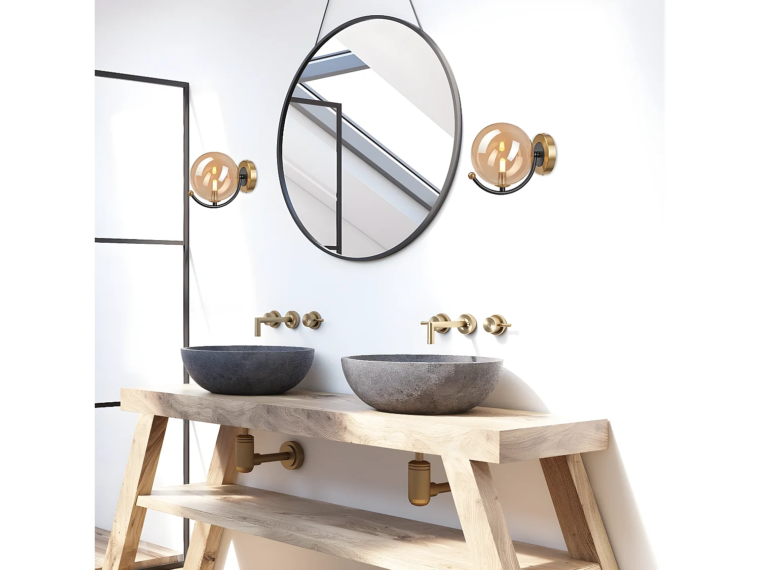 Candeeiro de Parede Georgia, Ouro, 14,5x12x20 cm, Seven Design