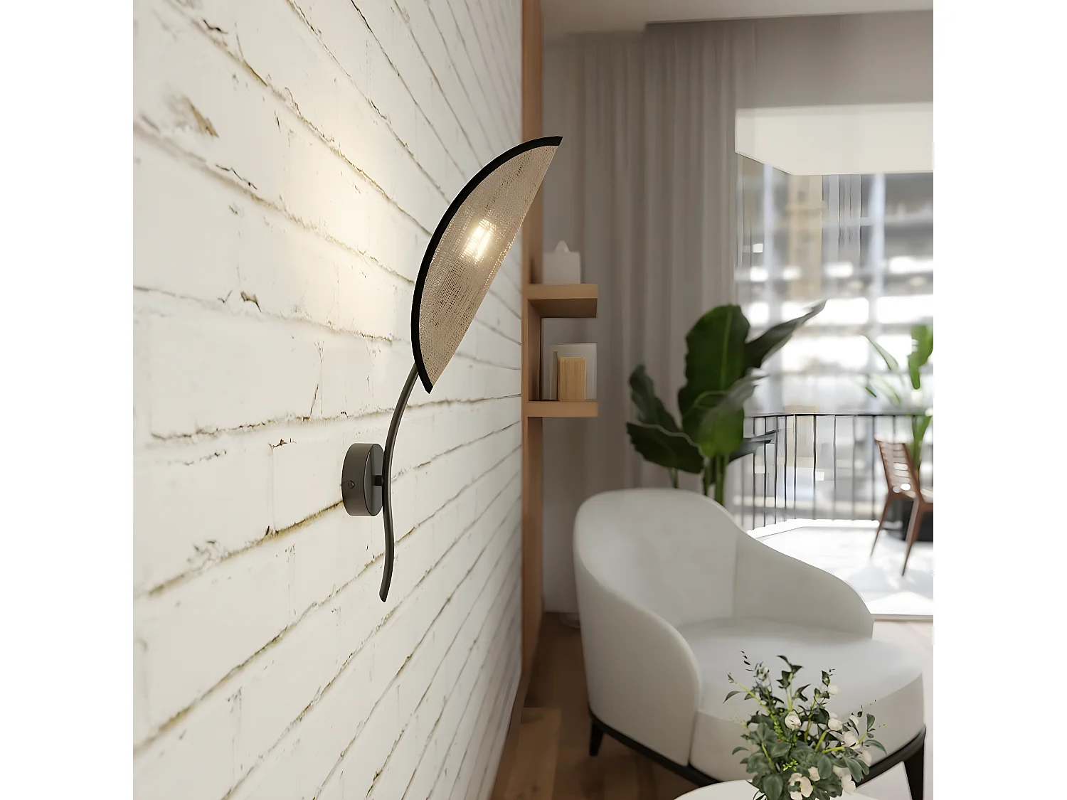 Applique Lotus, Marron, 12x51x12 cm, Seven Design