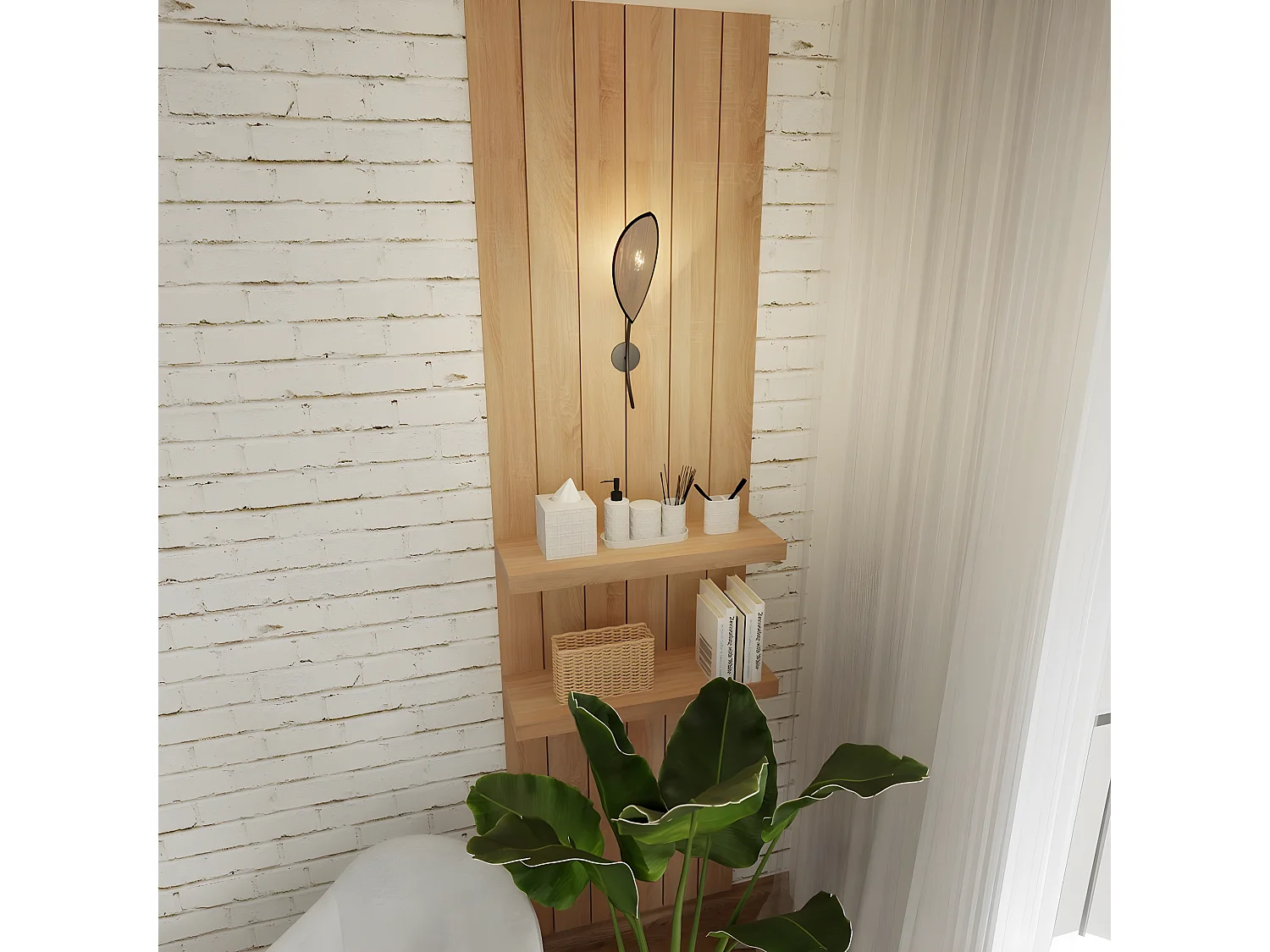 Lampada a Parete Lotus, Marrone, 12x51x12 cm, Seven Design