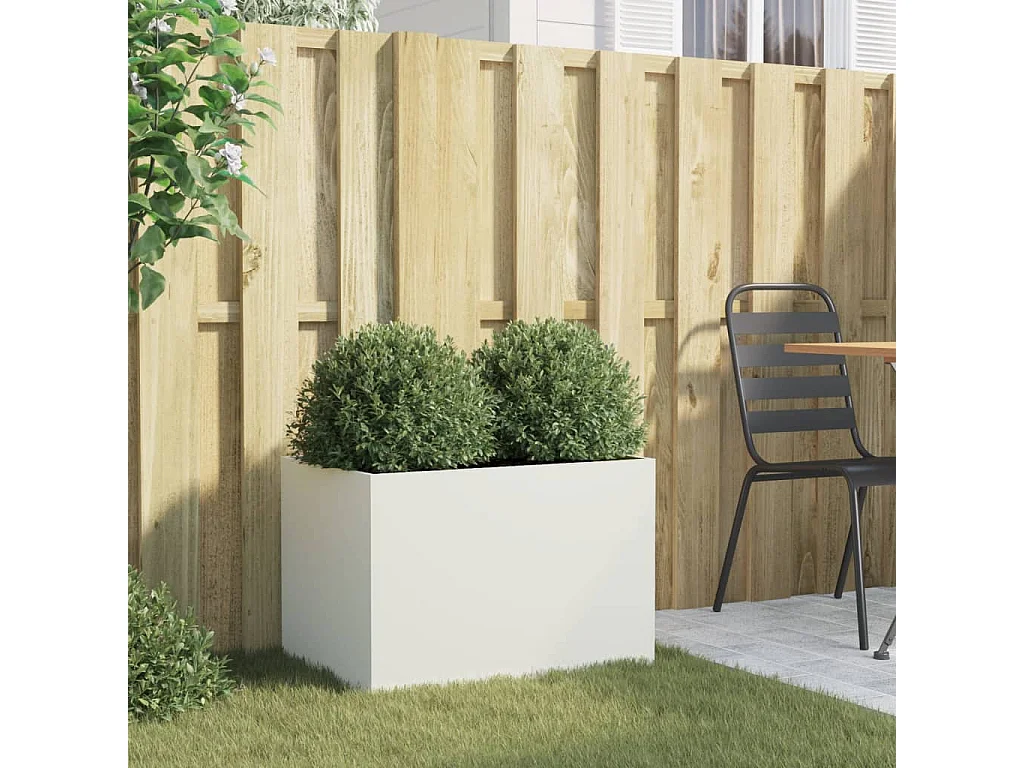 Jardinera de acero laminado en frío blanco 62x40x39 cm