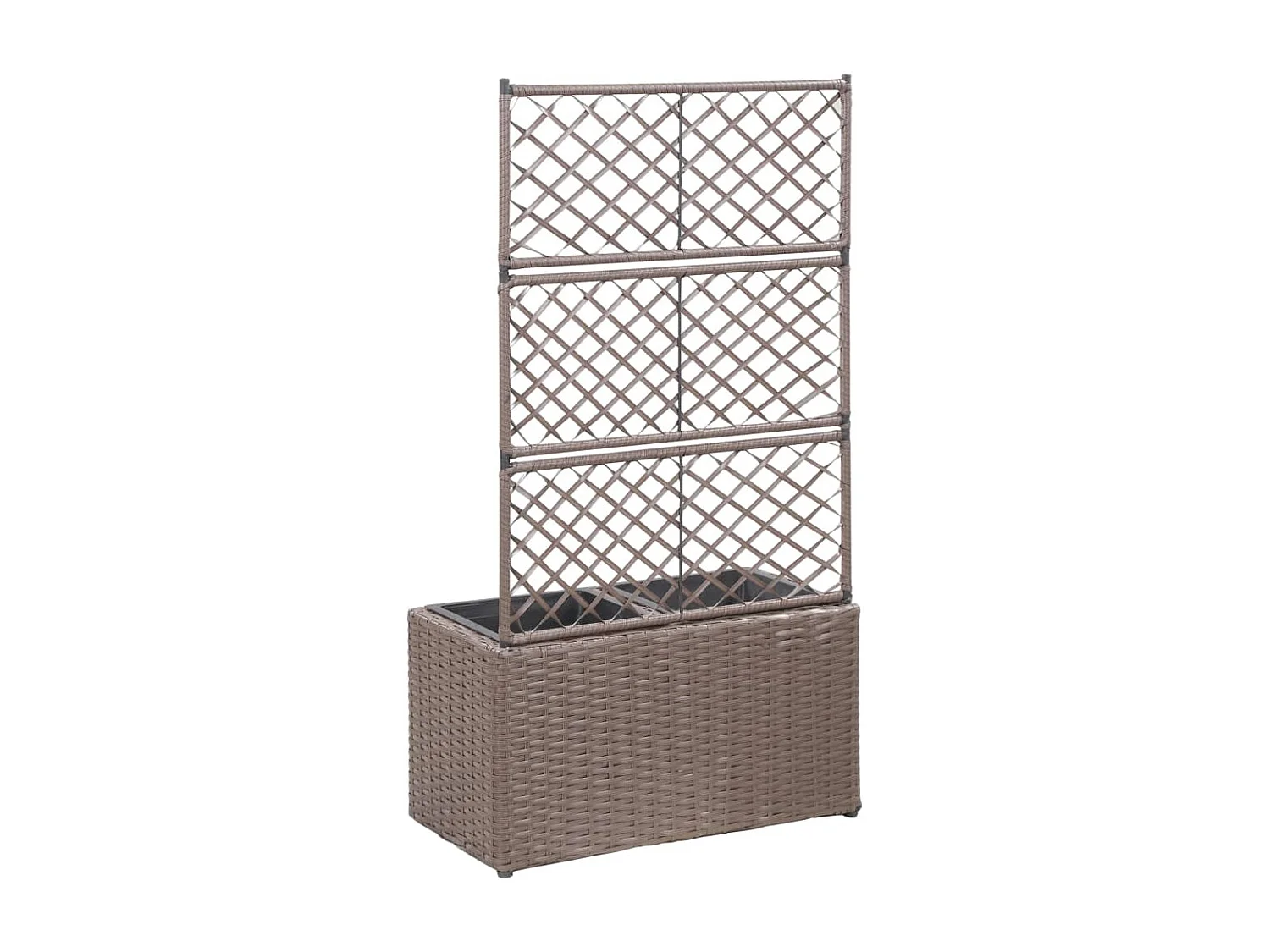 Enrejado y arriate 2 macetas ratán sintético marrón 58x30x107cm