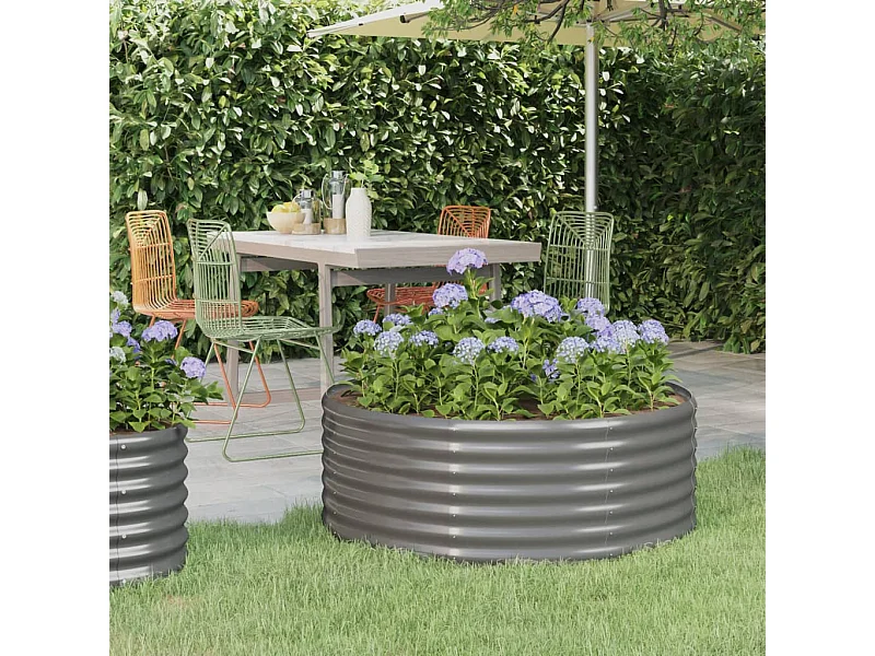 Jardinera arriate acero recubrimiento polvo gris 100x100x36 cm