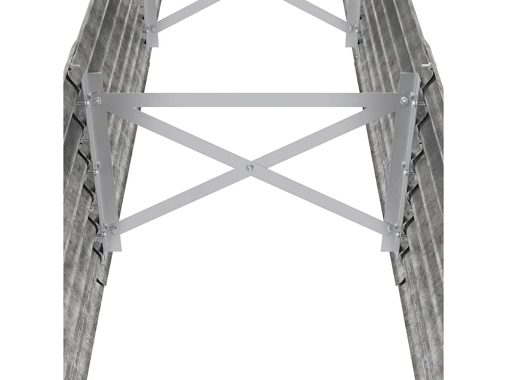 Canteiro elevado jardim 224x40x36cm aço revestido a pó prateado