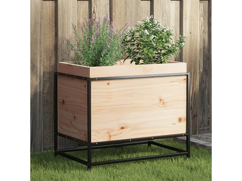 Jardinera de madera maciza de pino 60x40x50 cm