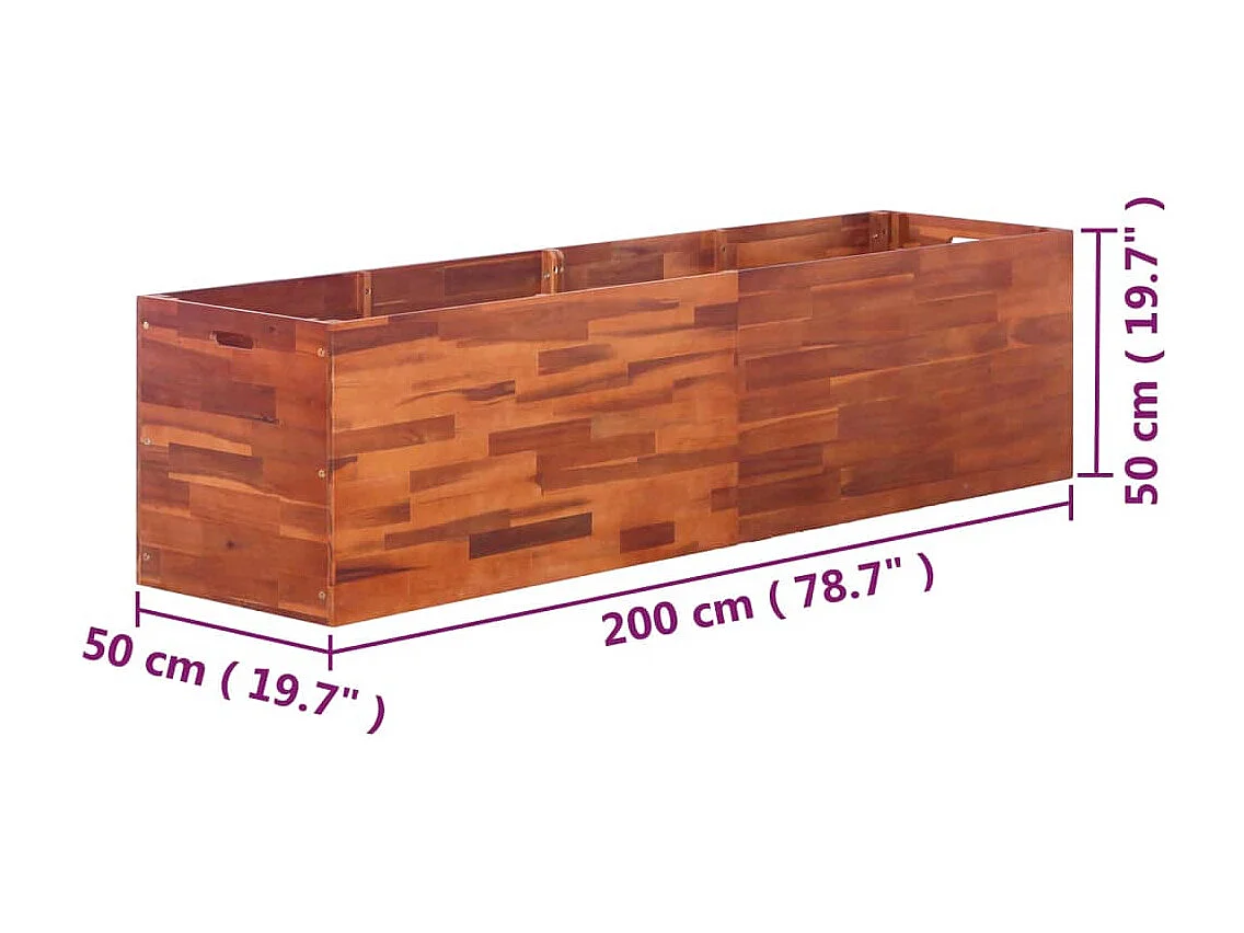 Lit surélevé de jardin Bois d'acacia 200x50x50 cm