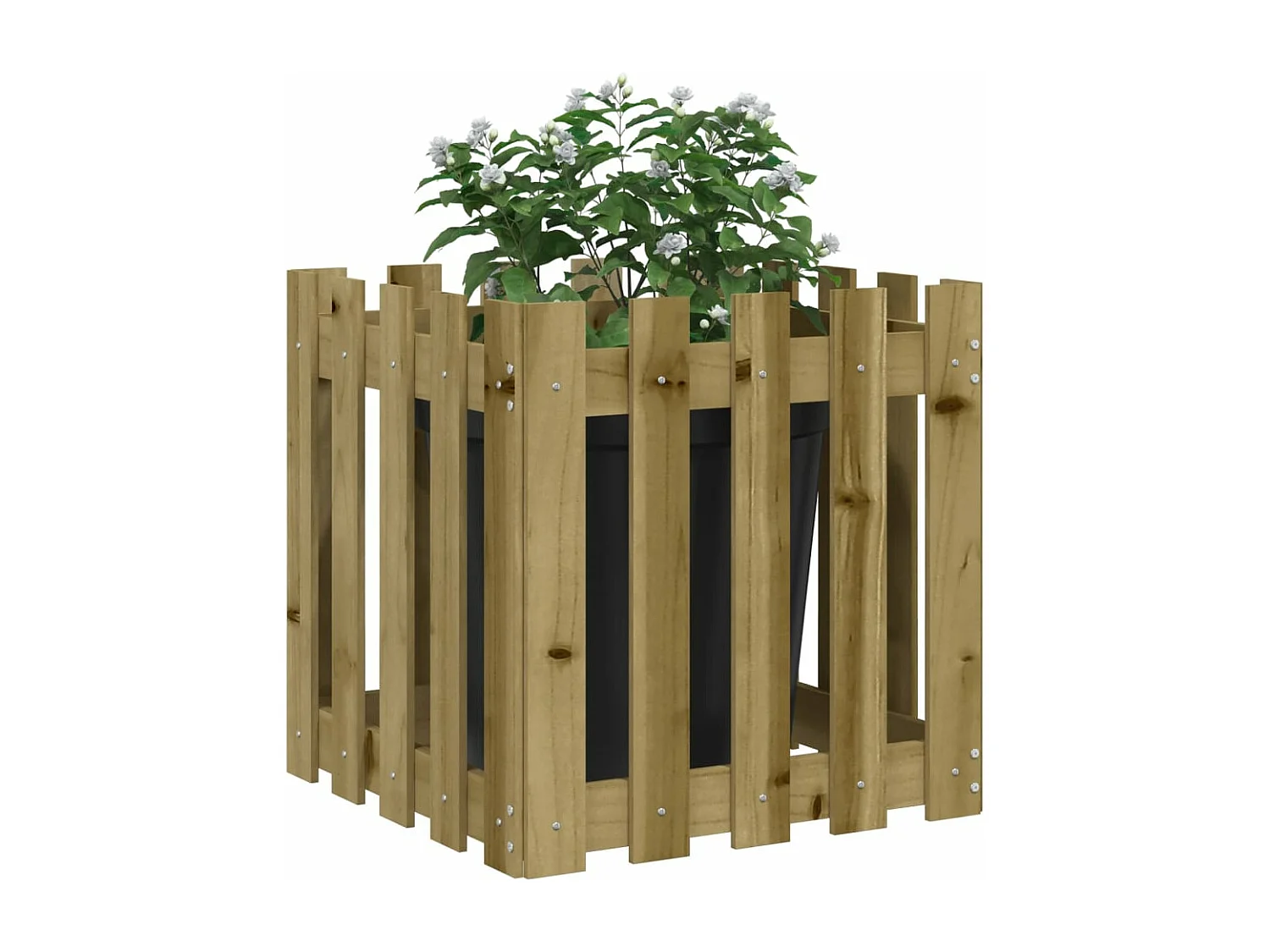 Jardinera diseño de valla madera de pino impregnada 50x50x50 cm