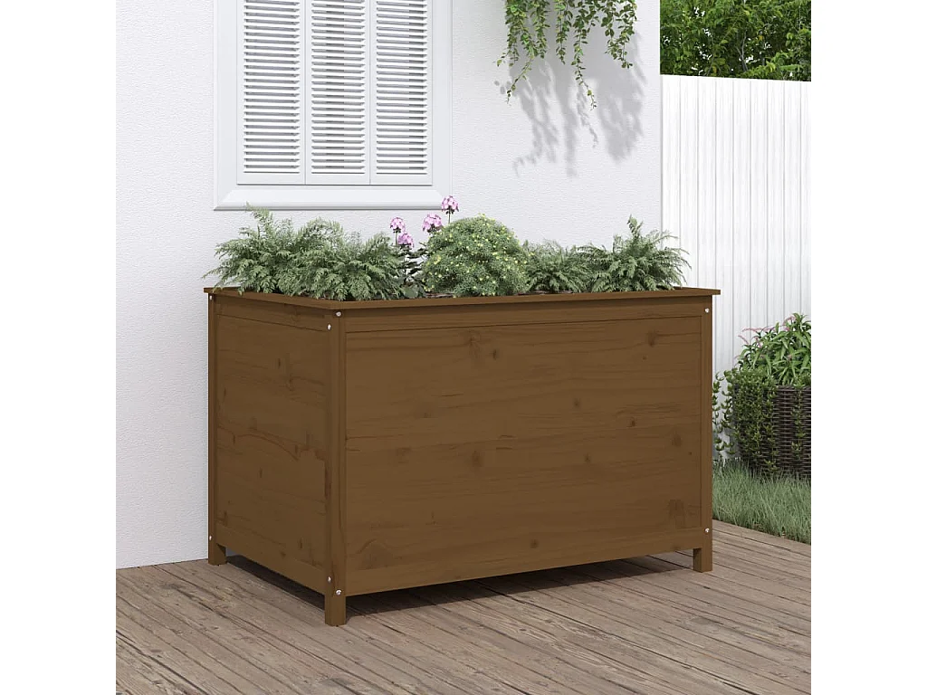 Arriate elevado jardín madera pino marrón miel 119,5x82,5x78 cm