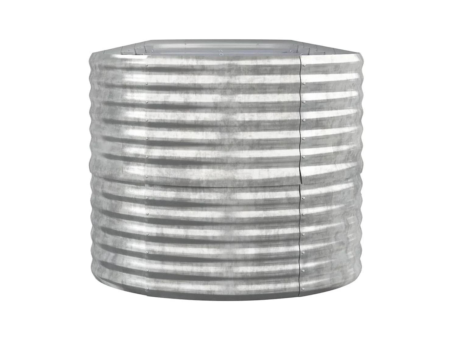 Canteiro elevado jardim 440x80x68cm aço revestido a pó prateado